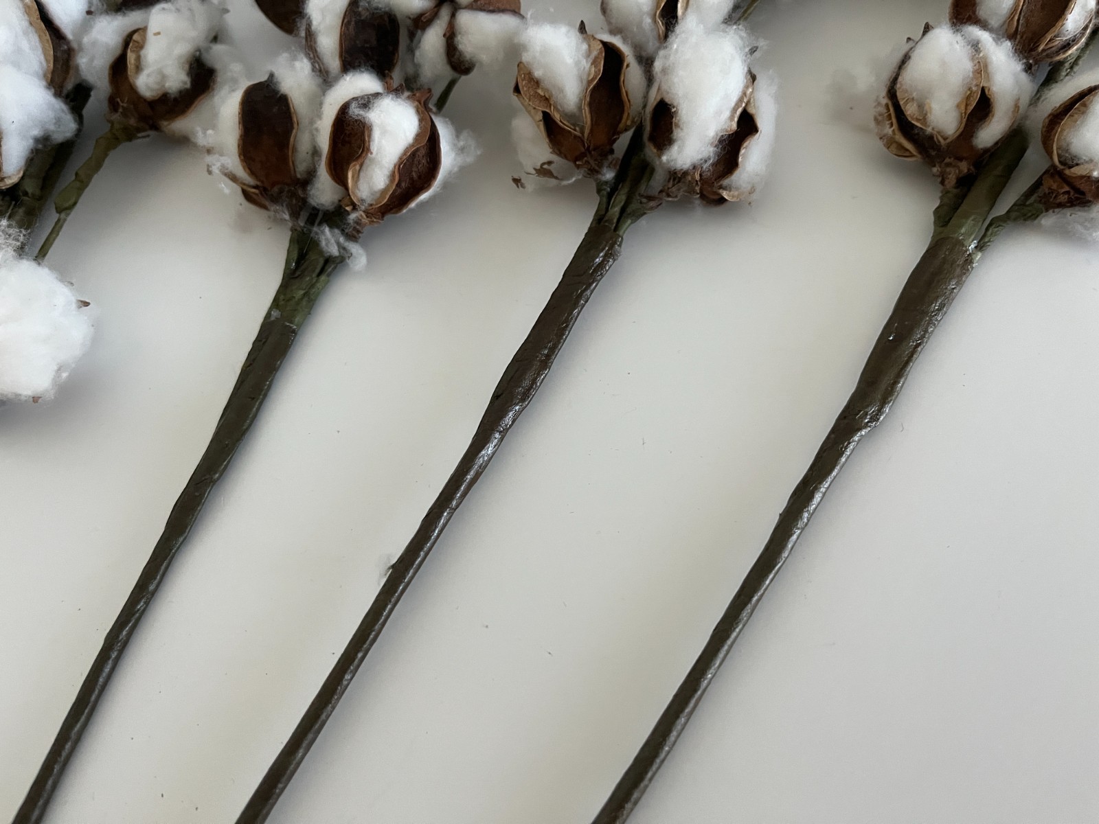 Cotton Pod Floral Picks Lot of 5 18″
