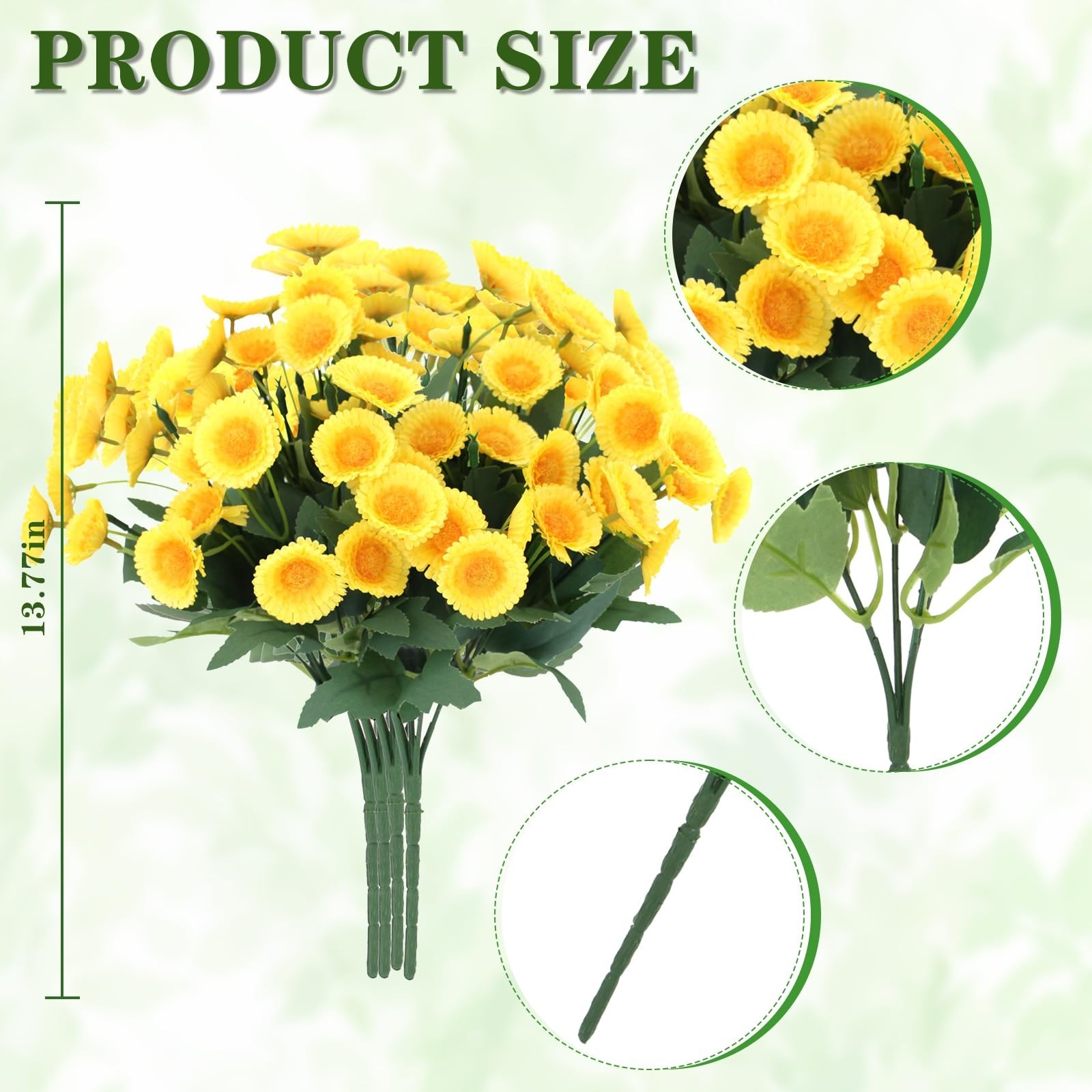 12 Bundles UV Resistant Artificial Marigold Flowers – Realistic Silk Plants for