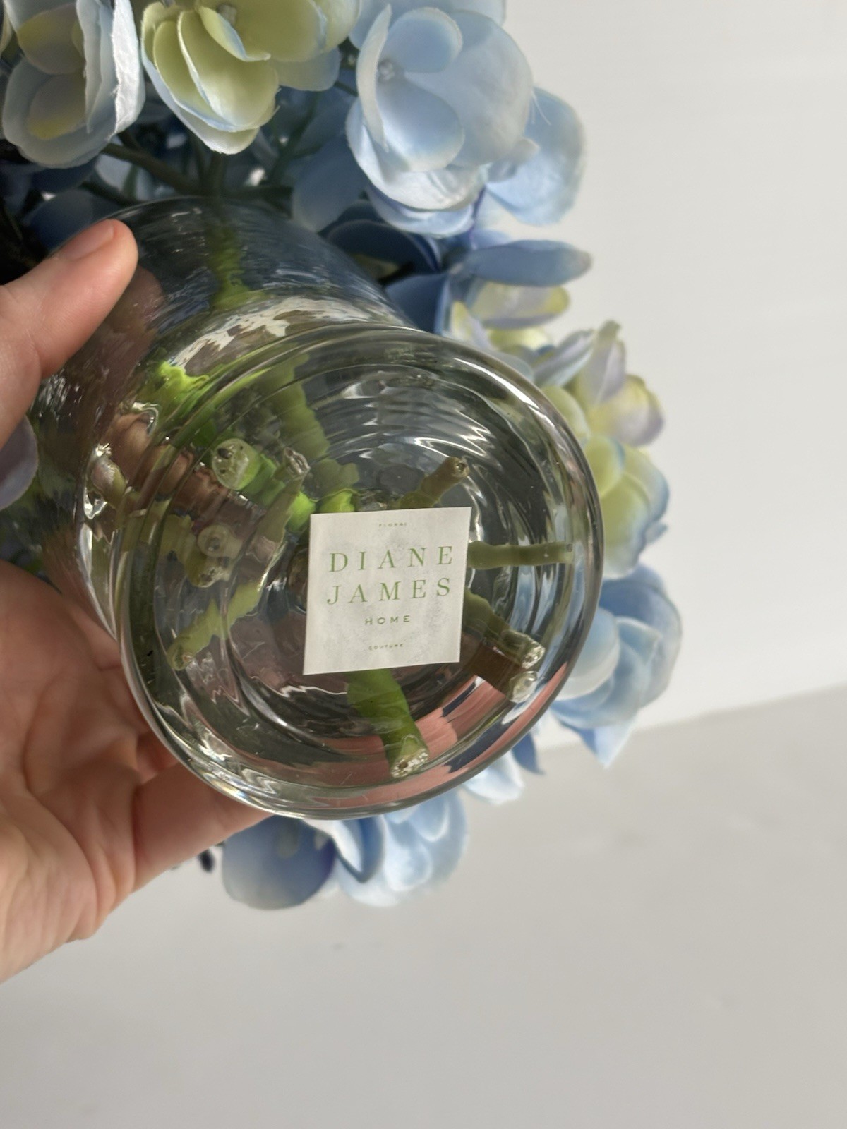 Diane James Designs Faux Roses, Hydrangea And Lilac in Glass Vase, 8 inches