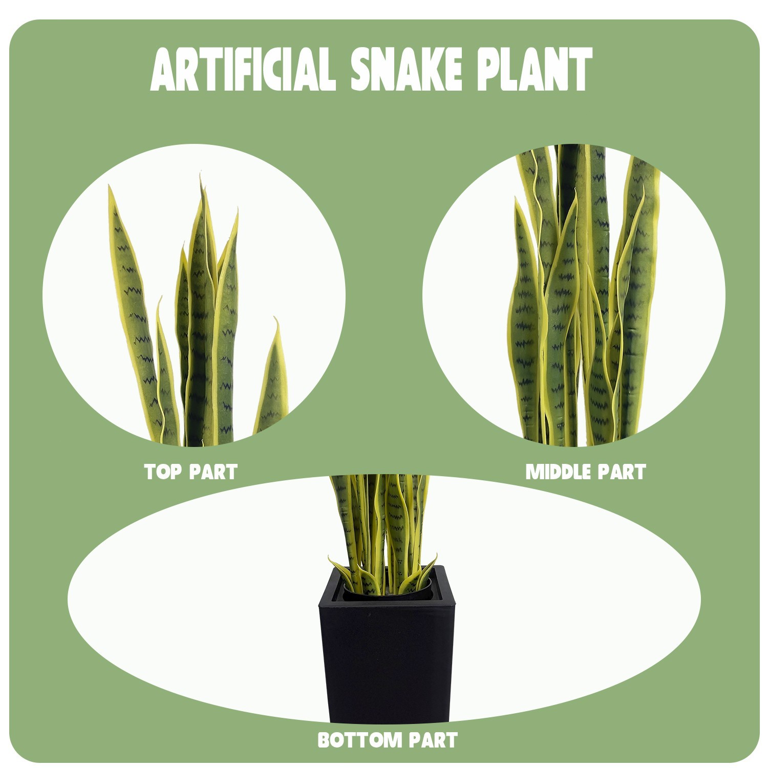 3.8ft Artificial Yellow Sansevieria Black Pot
