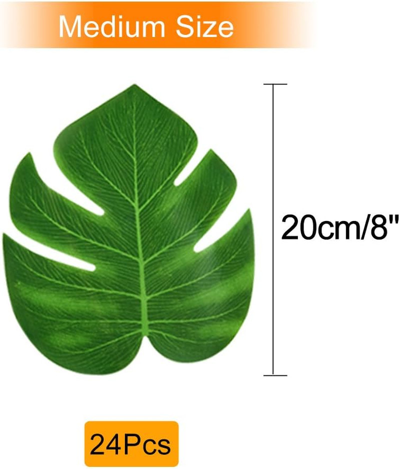 24 Pcs Artificial Tropical Leaves Hawaiian Luau Party Decor Medium Simulation Tr