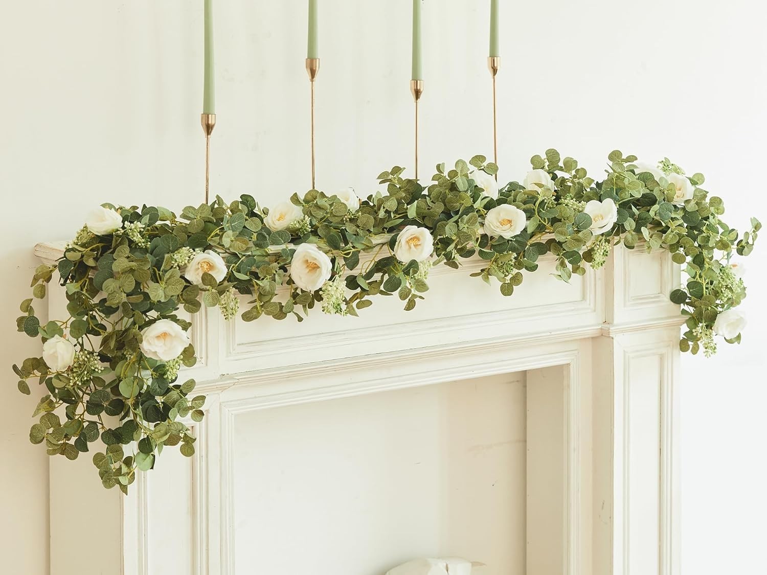 guirnaldas eucalipto artificial con rosas hojas verdes decoracion boda fiesta