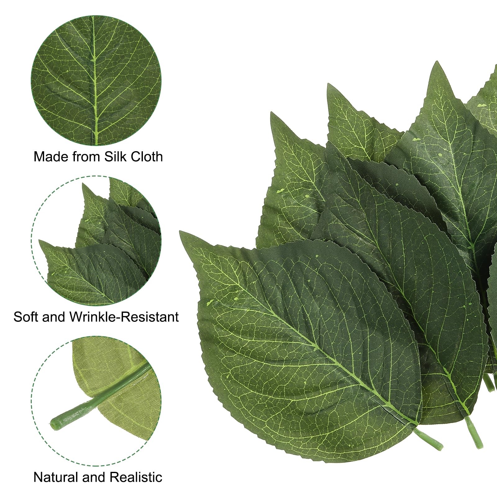 6.3×3.9 Artificial Green Leaves, 30 Pcs Bulk Greenery Leaves Fake Hydrangea L…