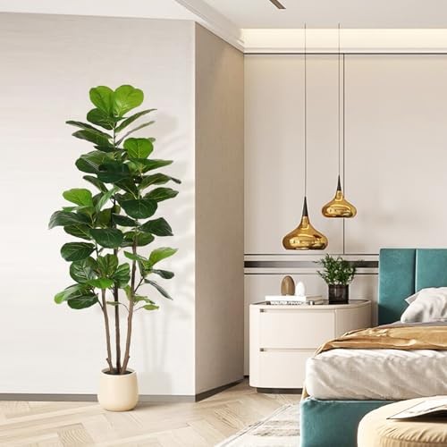 Fiddle Leaf Fig Tree Artificial with Tall Exquisite Planter | Faux Fiddle 6ft