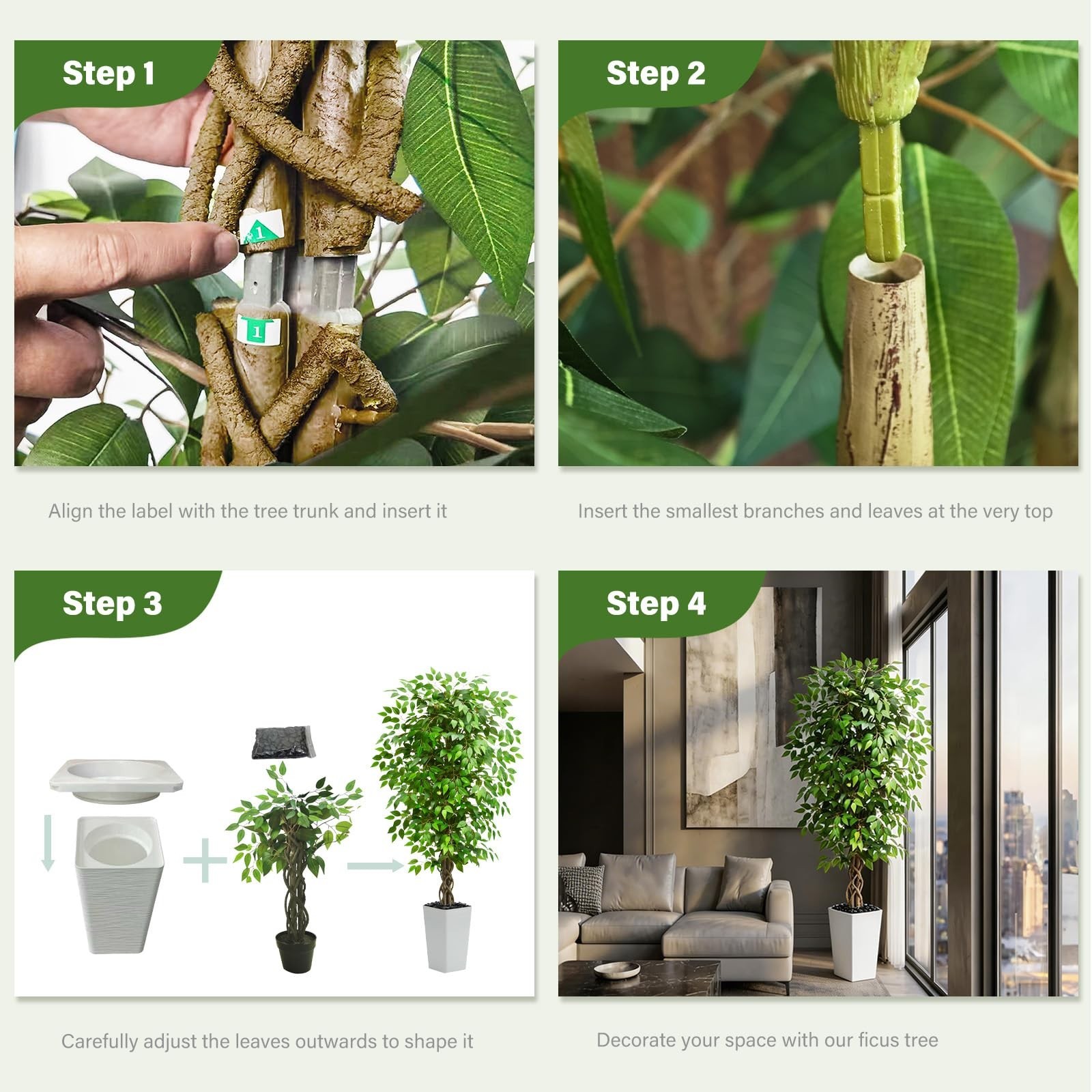 FSOHOI Artificial Ficus Tree Indoor, 5FT Realistic Large Fake Trees RSB