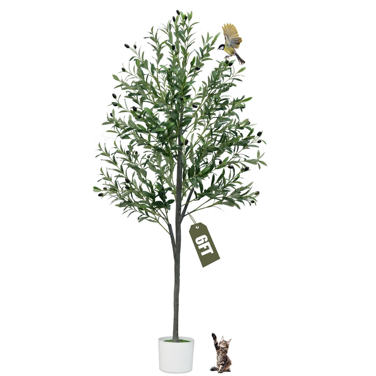6FT Artificial Olive Tree,Artificial Plants Indoor,Faux Tree 6ft, White