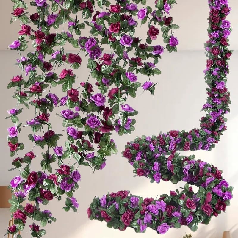 9 Pack 73.8FT Flowers Garland Decorations Plastic Artificial Flowers for Wedding