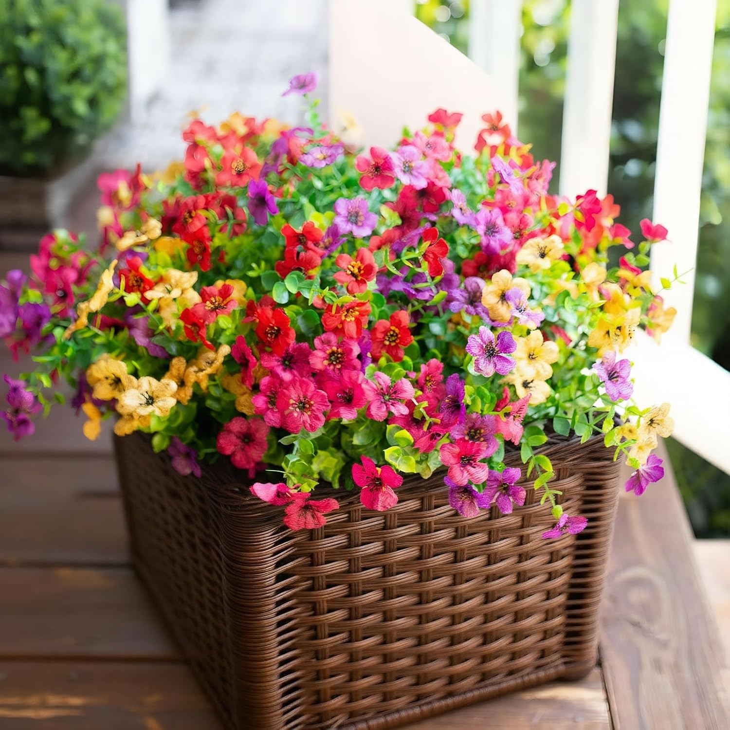 Artificial Outdoor Flowers UV Resistant Fake Plants Greenery 12 Bundles Faux