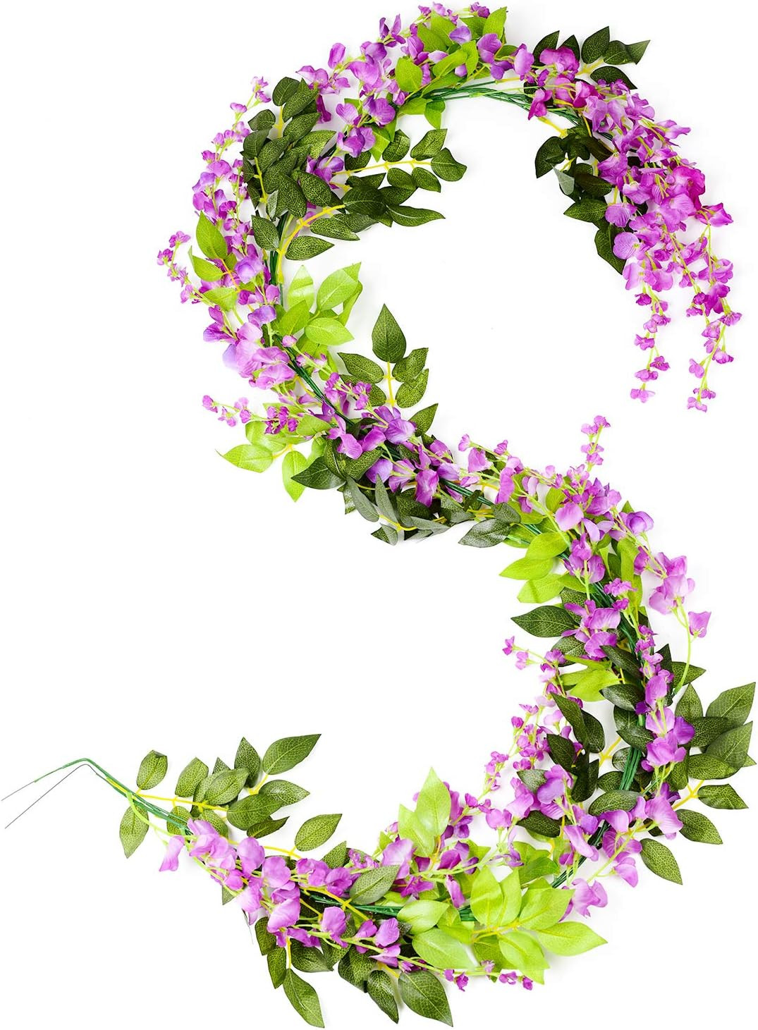 Artificial Wisteria Garland 4 Pcs 28 8ft Silk Hanging Flowers Purplish Red