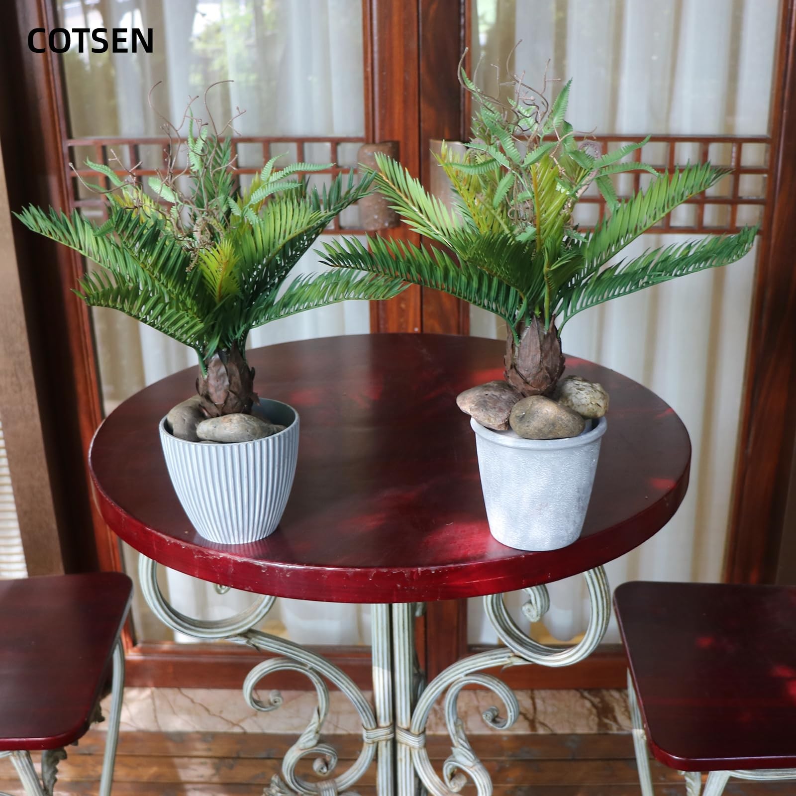 2 PCS 13.8 Inch Artificial Cycad Plants Fake Unpotted Succulents Office Decor