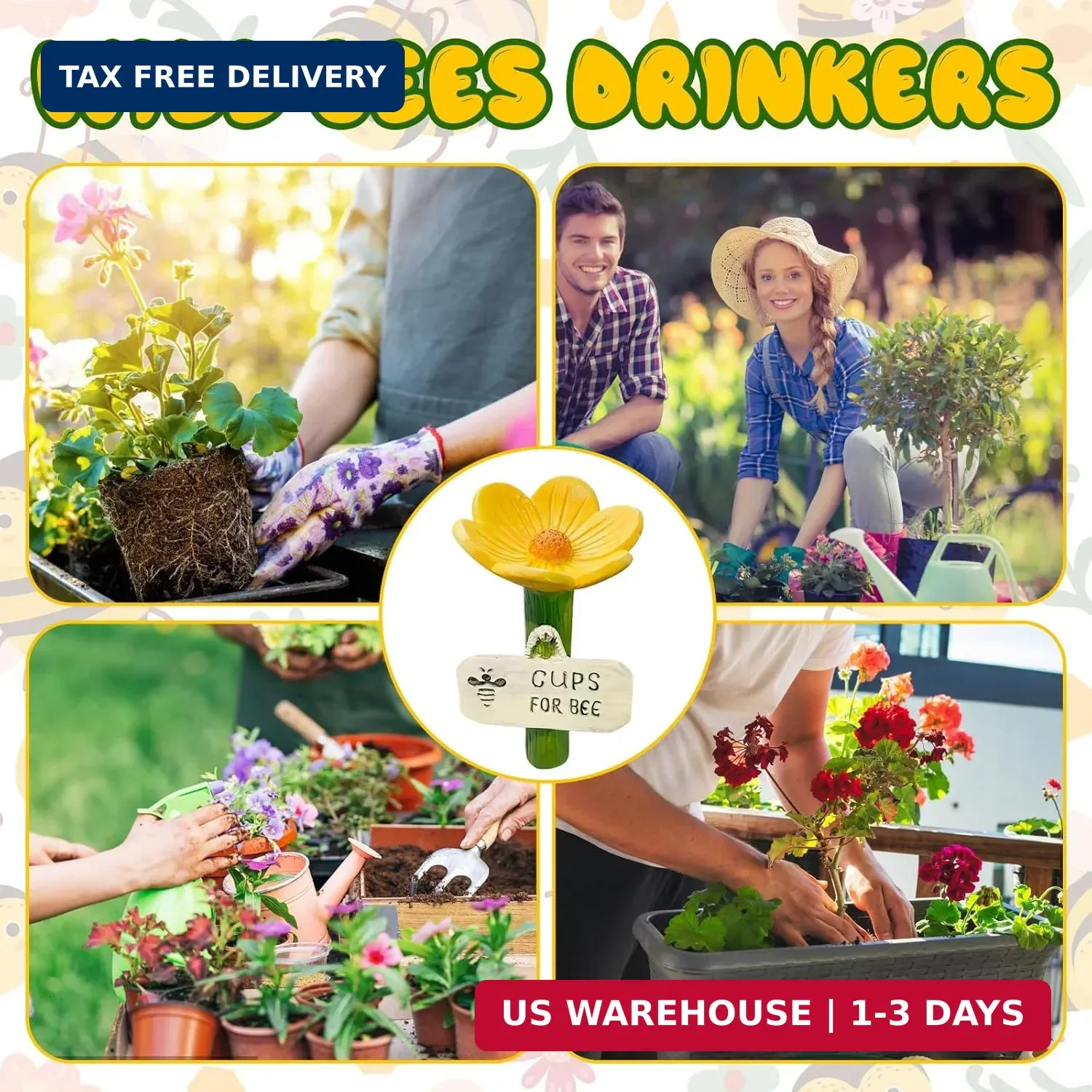 Bee Watering Station for Garden, Bees Bath, Flower-Shaped BeeWatering Stations,