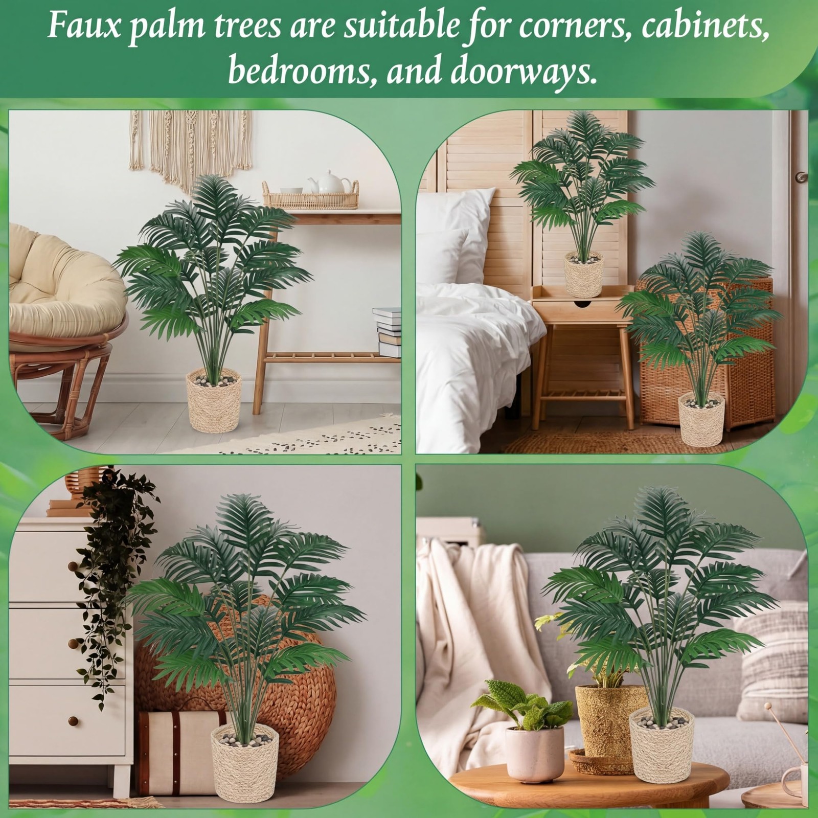 16 Pcs 2.5 ft Artificial Areca Palm Plant Fake Palm Tree with 8 Faux Tree in …