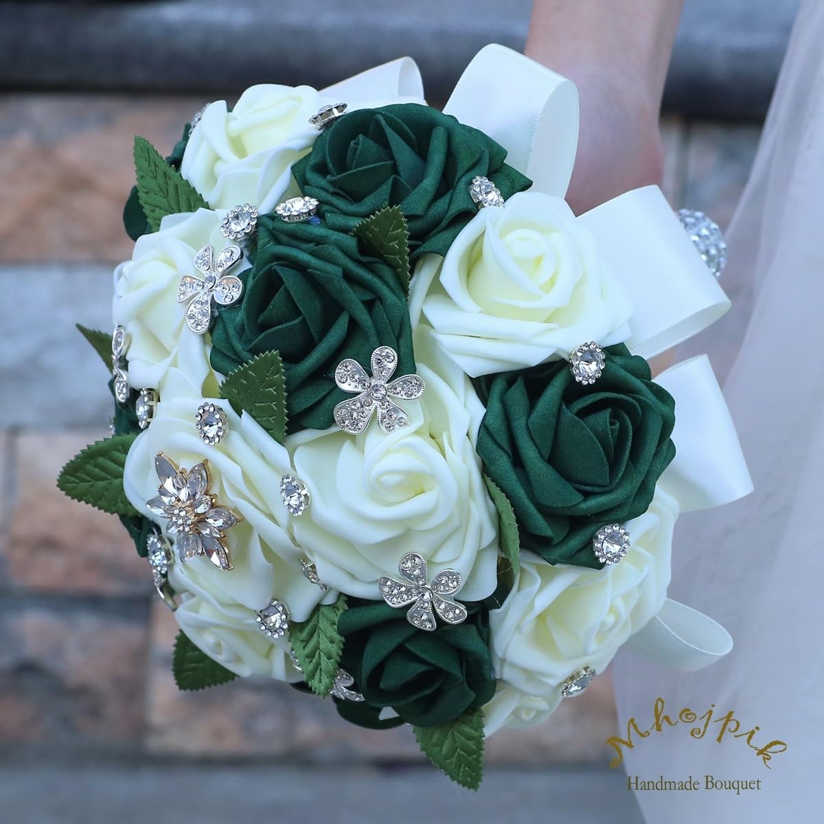 Mhojpik Lightweight Bridal Wedding Bouquet Round Holding Bouquet Throw Toss A…