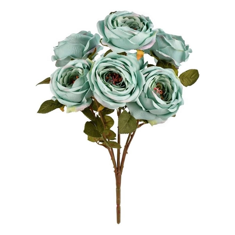 Vickerman 17.5″ Contemporary Fabric Artificial Rose Bush in Powder Blue
