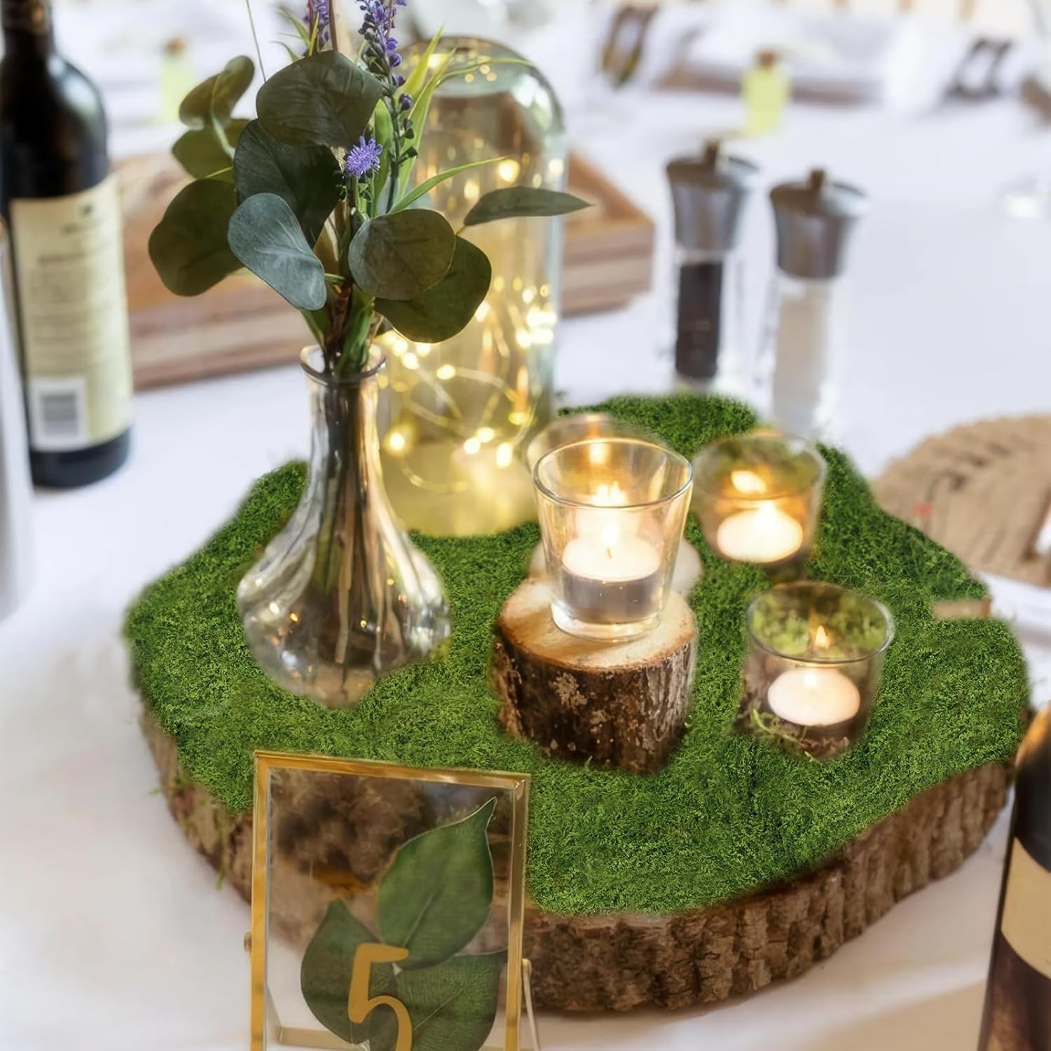 2 Pcs Fake Moss Table Runner Rolls for Decoration 4″ x 47″ Artificial Moss fo…