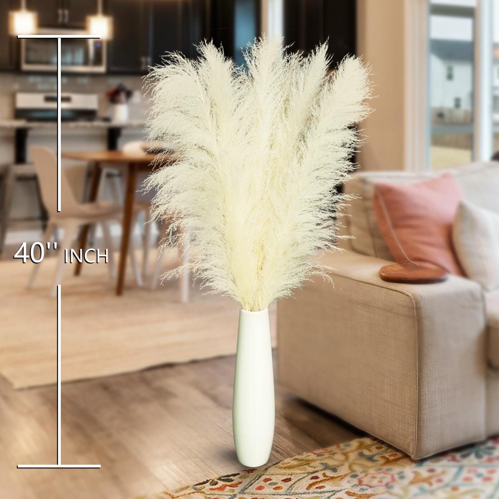 10pcs 40” White Pampas Grass Tall Decor Pompas Floral Floor Vases Wall