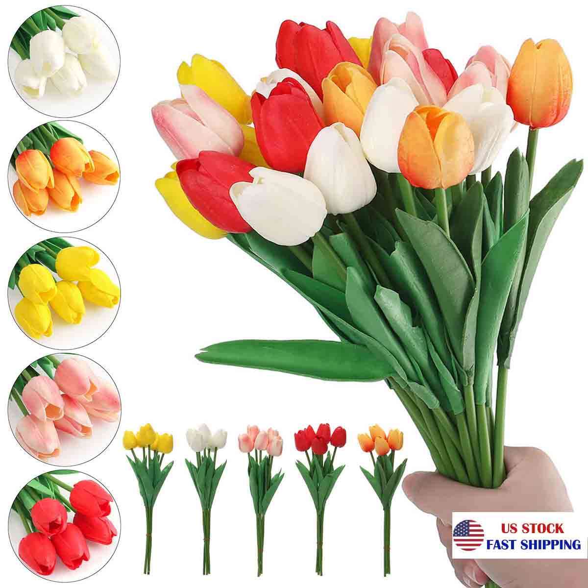 5/10x Artificial Tulip Flowers Fake Flower Bouquet for Wedding Party Home Decor