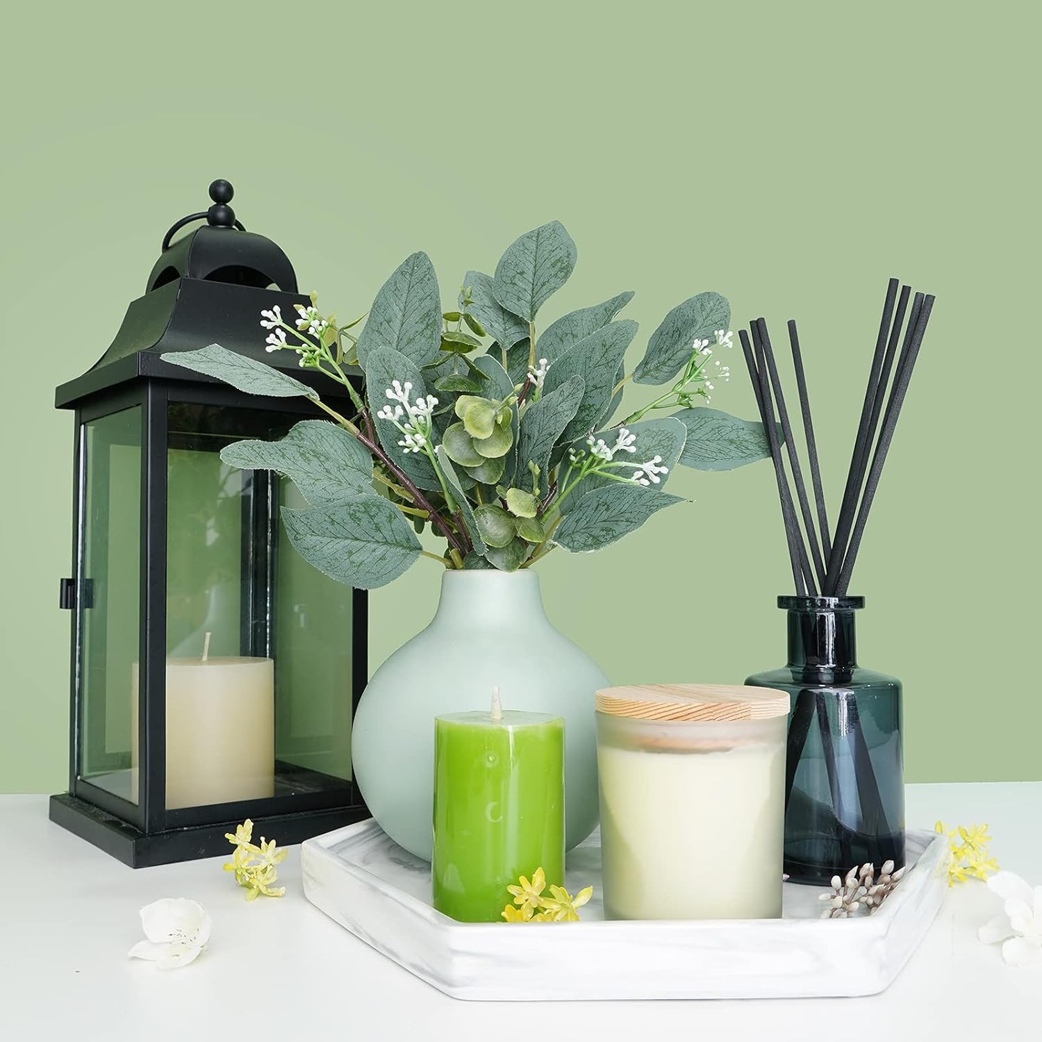 Mixed Eucalyptus Leaves Stems Bulk Artificial Eucalyptus Leaves Sprays Faux Oval