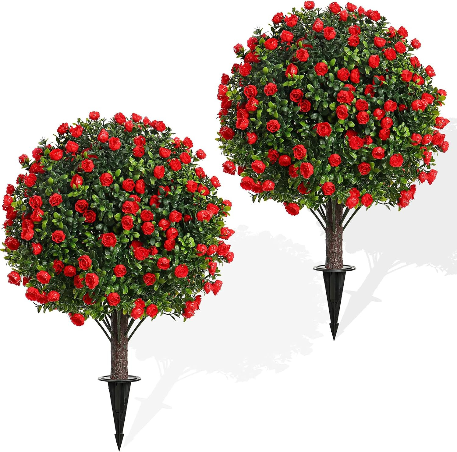 24″ Artificial Lavender Topiary Ball Tree Set of 2, UV & Fade Resistant Faux Shr