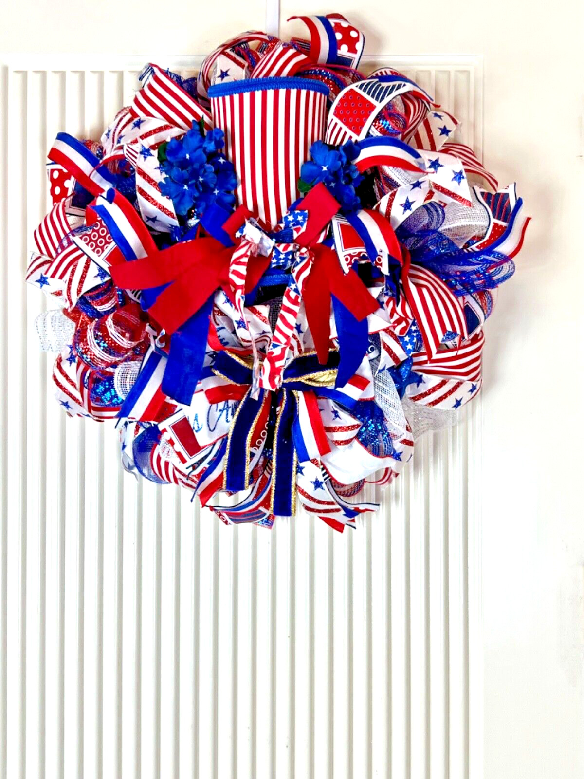 Patriotic Wreath Flag 4th of July Wreath Red White-Blue USA Wreath Uncle Sam