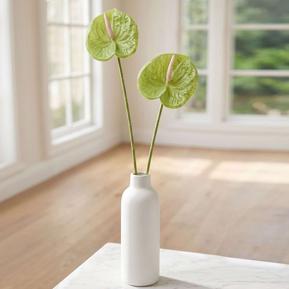 Artificial Anthurium Flowers Fake Flamingo Lily Single Stem Bouquet Table Decor
