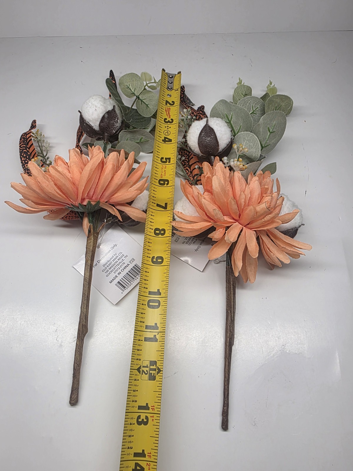 Artificial Flower Picks Floral Stems with Leaves And Cotton Ball