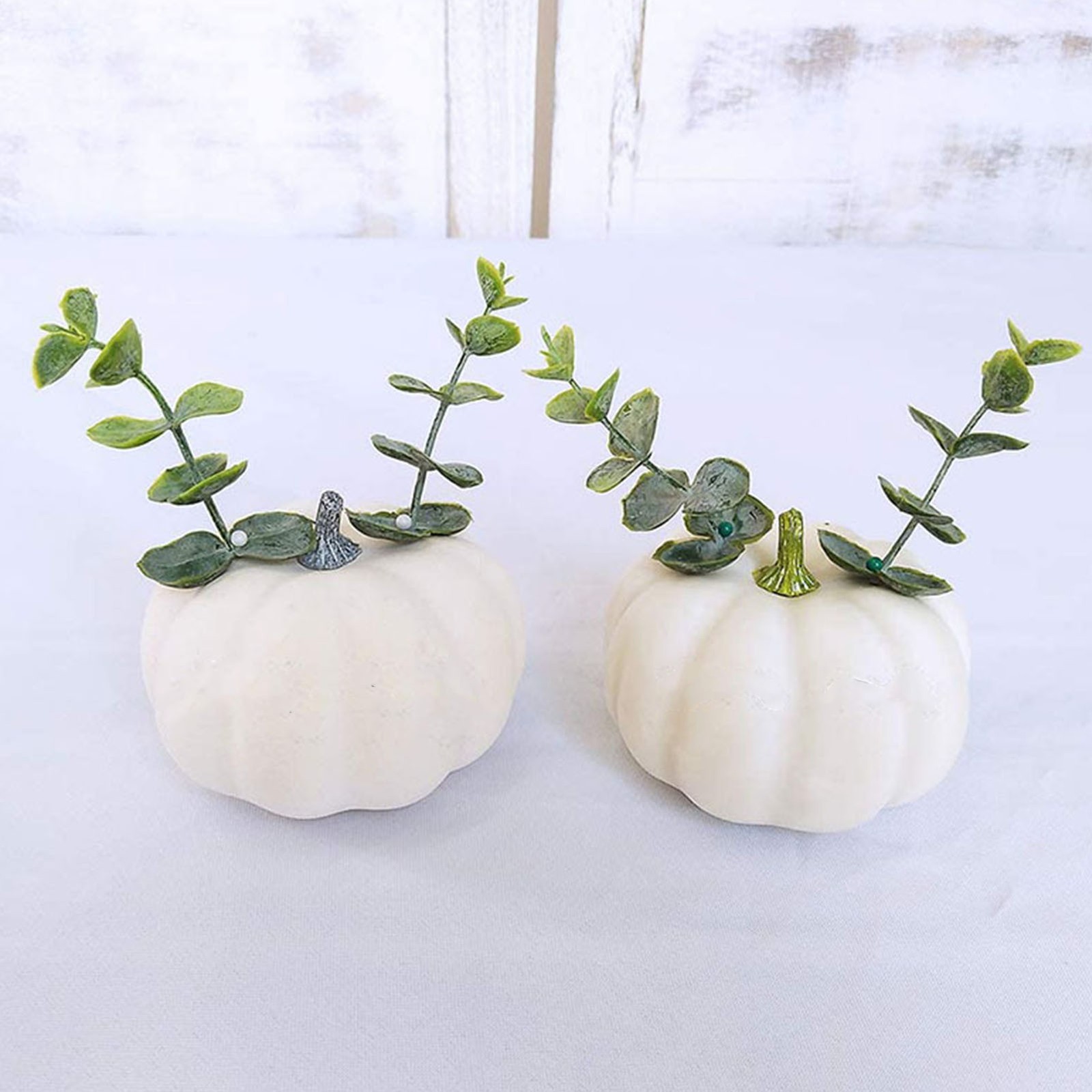 ↑12Pcs White Artificial Pumpkins Assorted Bulk Table Decor Lifelike For All