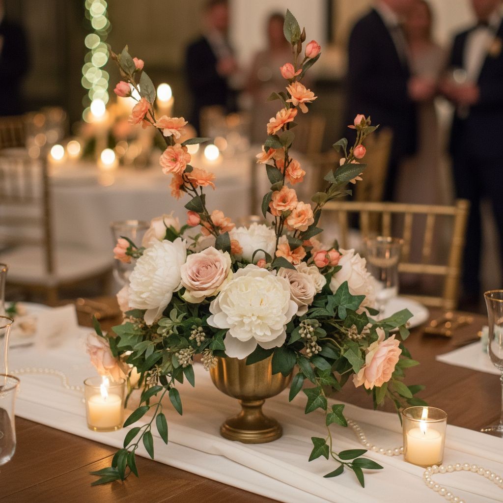 Peach Blossom Stem Artificial Flower Branch 33 Inch Faux Floral Spray Orange Flo
