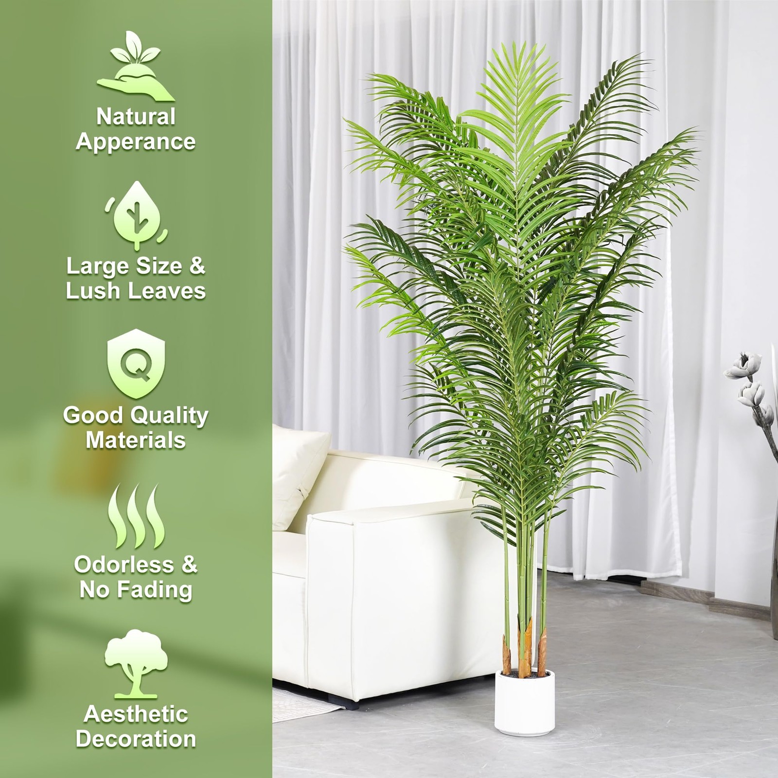 Artificial Palm Tree for Home Decor Indoor 6.6Ft Large Tall Fake Plants Faux …