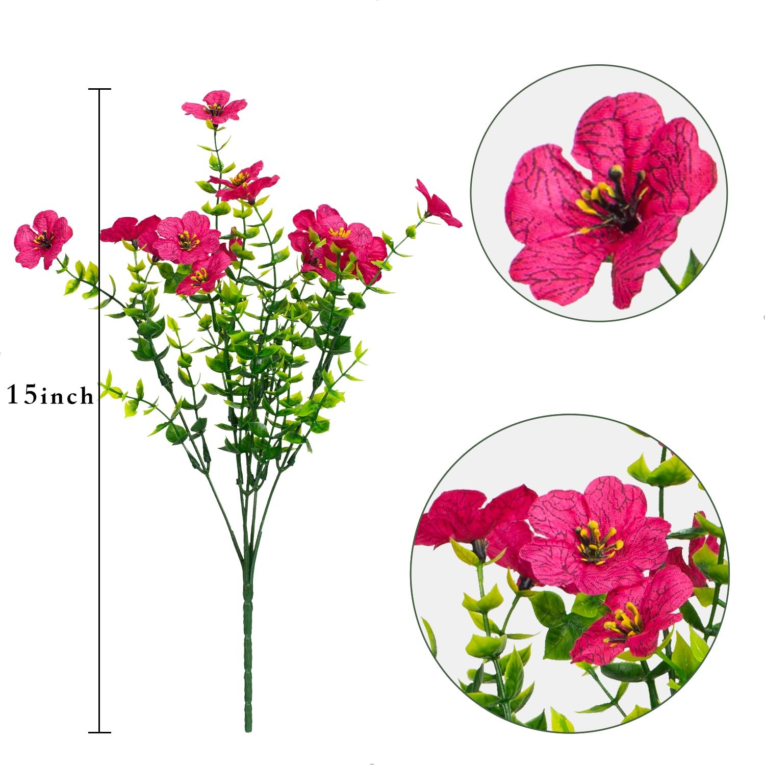 16 Bundles Artificial Flowers Outdoor Spring Summer Decoration Fake Silk Colo…
