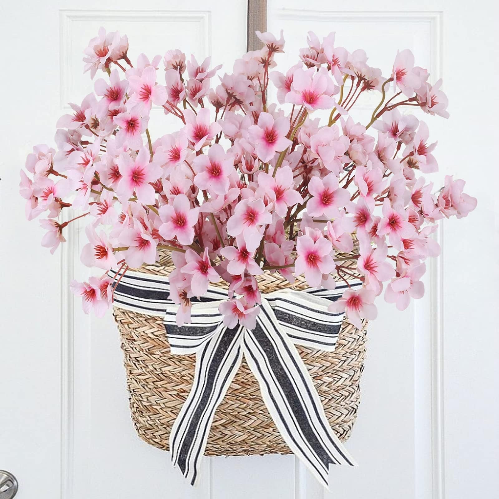 8PCS Artificial Cherry Blossom Branches 16″ Fake Silk Cherry Blossom Flowers …