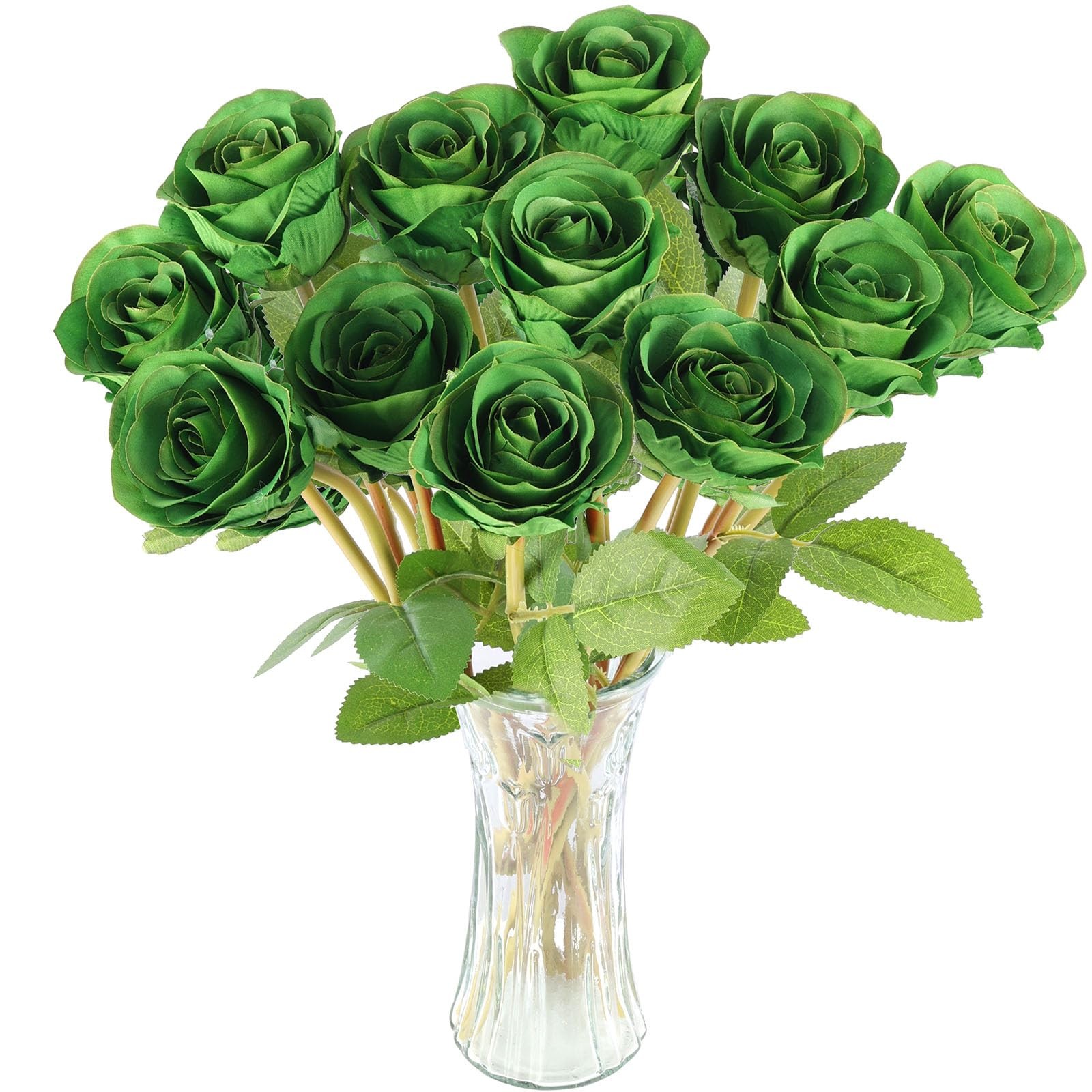 Black Artificial Fake Silk Roses Flower Bouquet Halloween Gothic Decor 12 PCS
