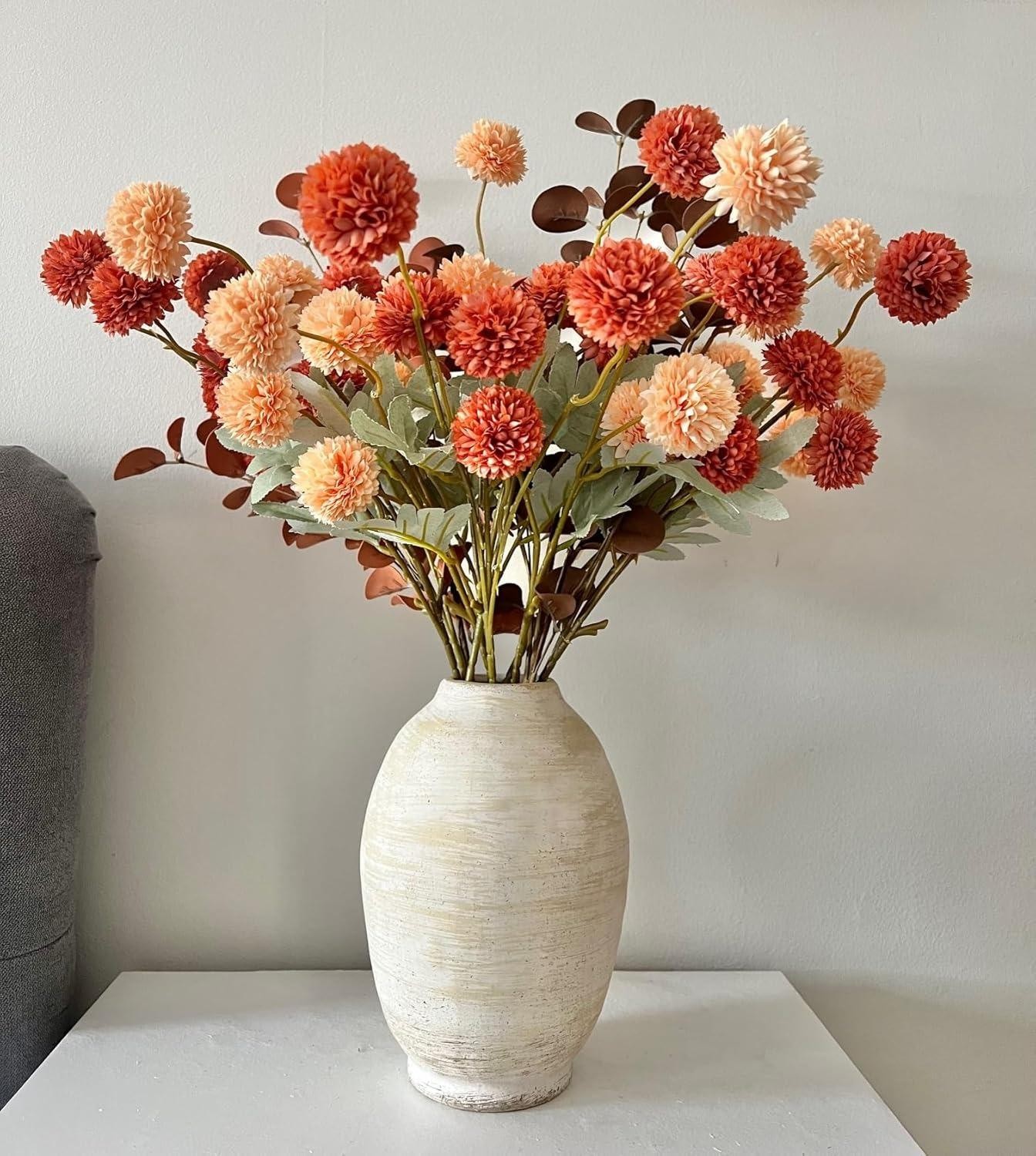 1PC Orange Artificial Chrysanthemum Flower Stem Mini Home Table Wedding Decor