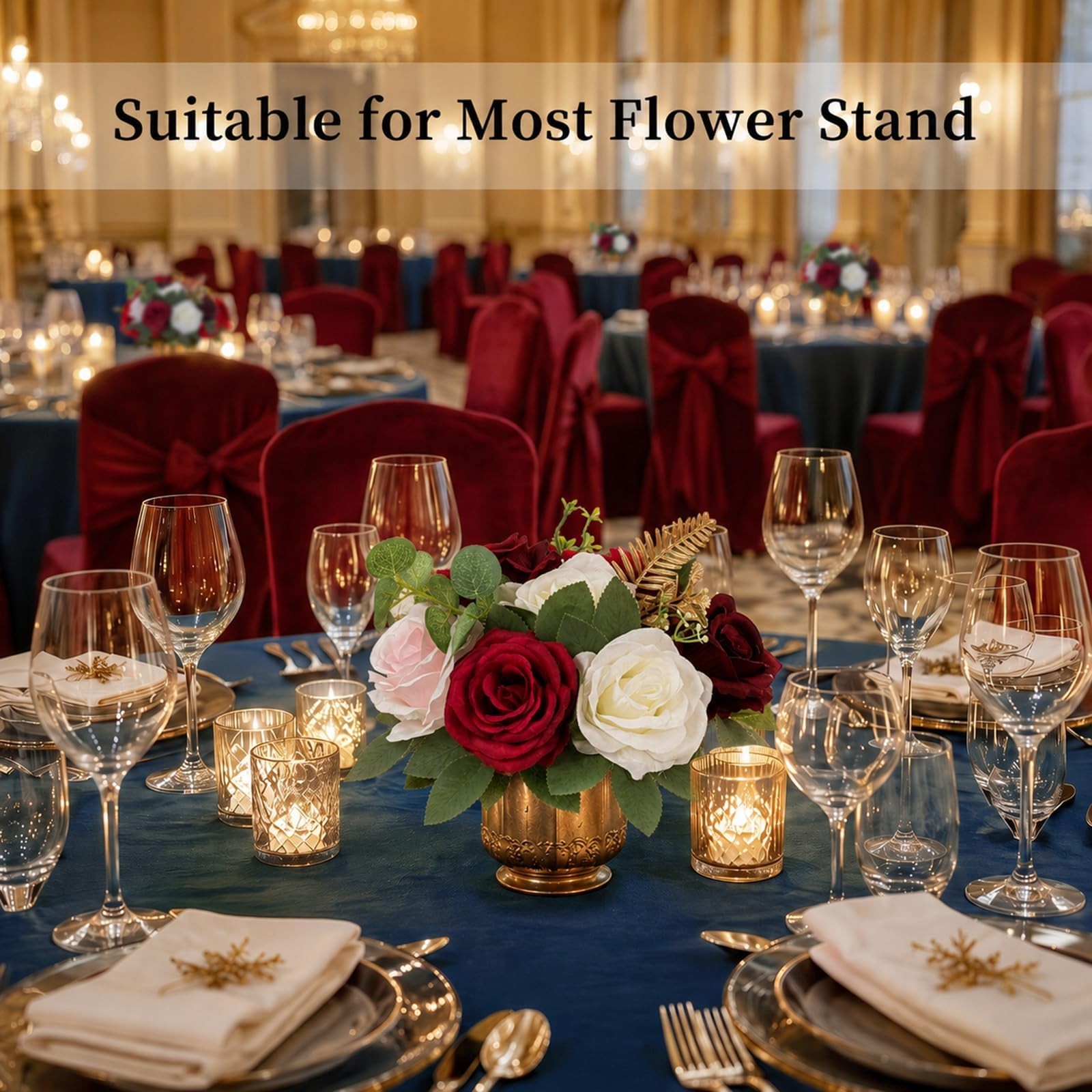 2 PCS Burgundy Rose Artificial Flower Ball Centerpieces Wedding Table Decor