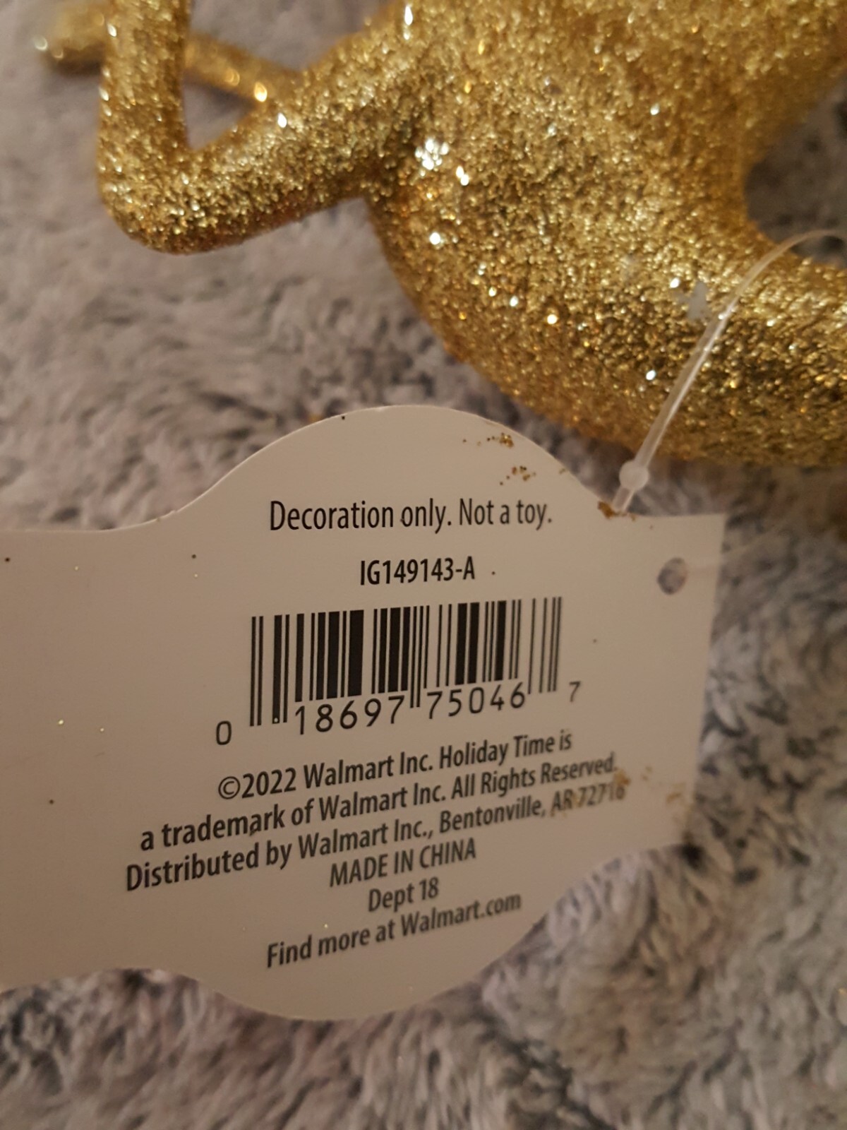 Holiday Time Gold Glitter Reindeer Pick -Floral Arrangements/Wreaths 8.5″L