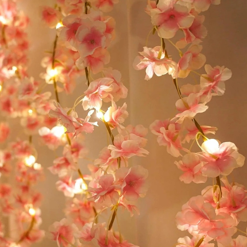 1pcs 180cm/71in Artificial Sakura Flowers Vine Silk Garland Wedding Party Decor