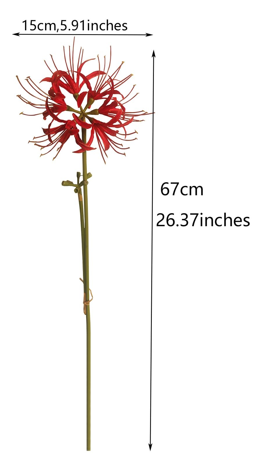 3 Stems Red Spider Lilies Artificial Flowers Lycoris Bulbs (Red)