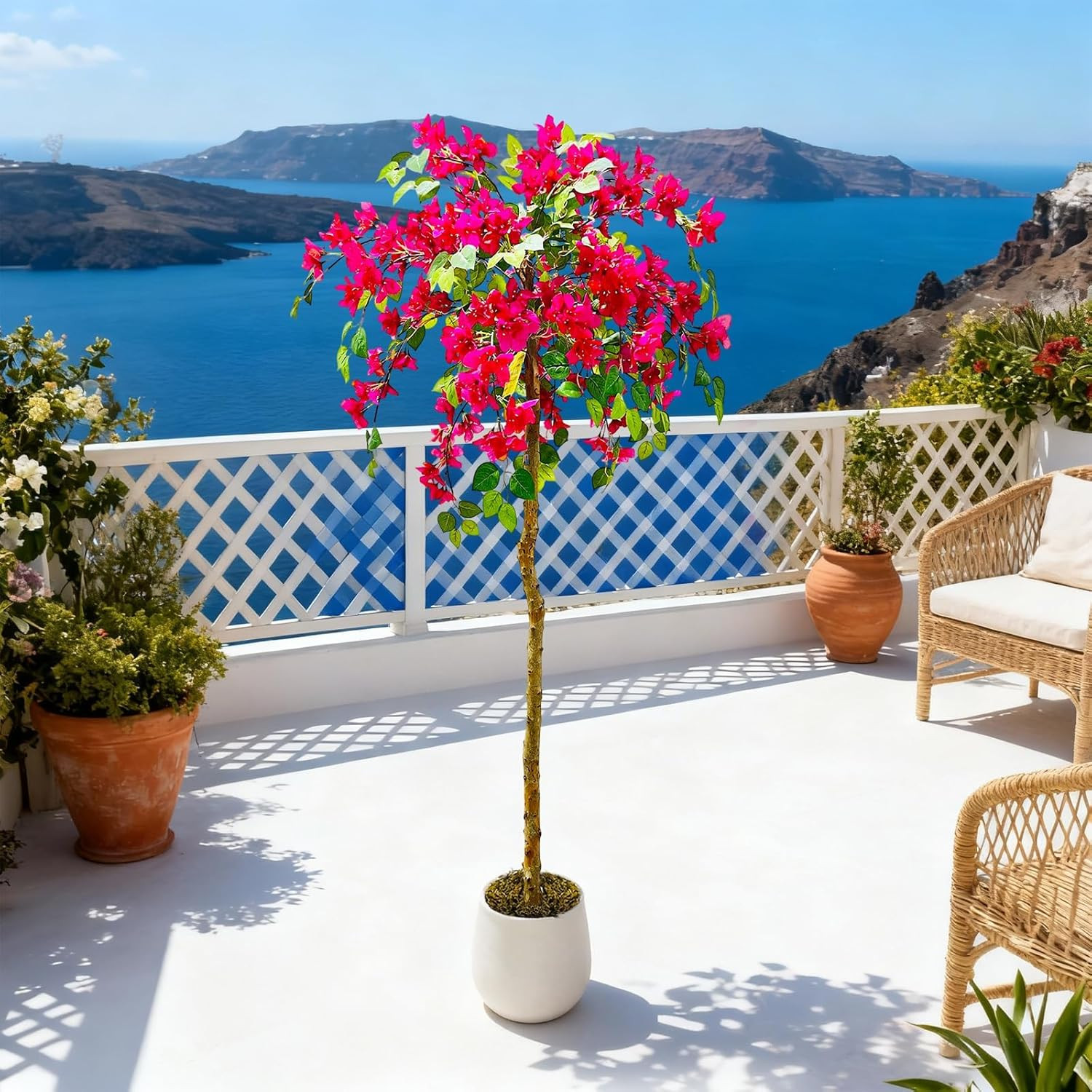 4FT Pink Bougainvillea Tree – UV-Protected Faux Plant for Indoor & Outdoor Use