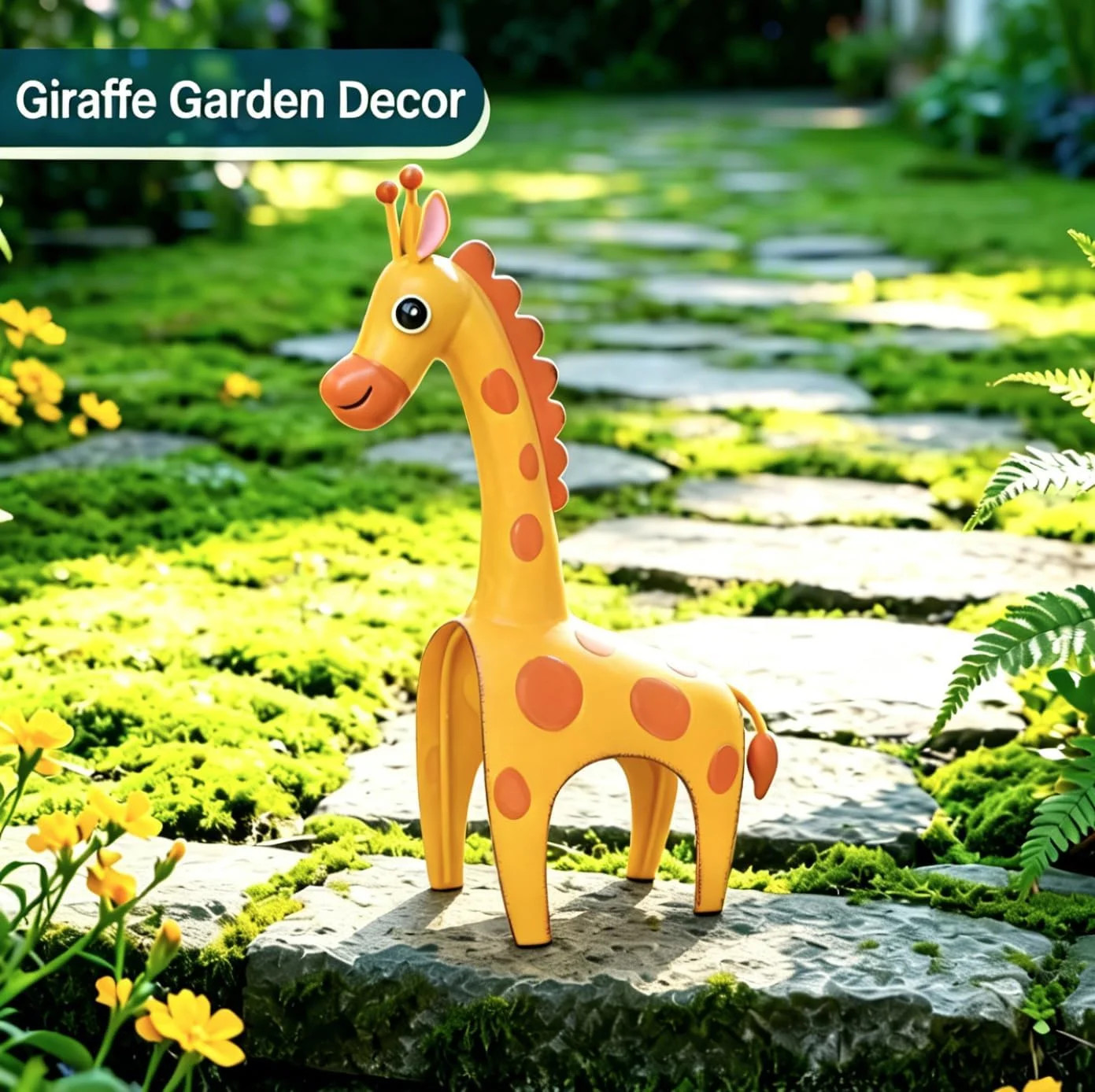 Metal Giraffe Garden Decor Outdoor Yard Statue Whimsical Safari Patio Ornament