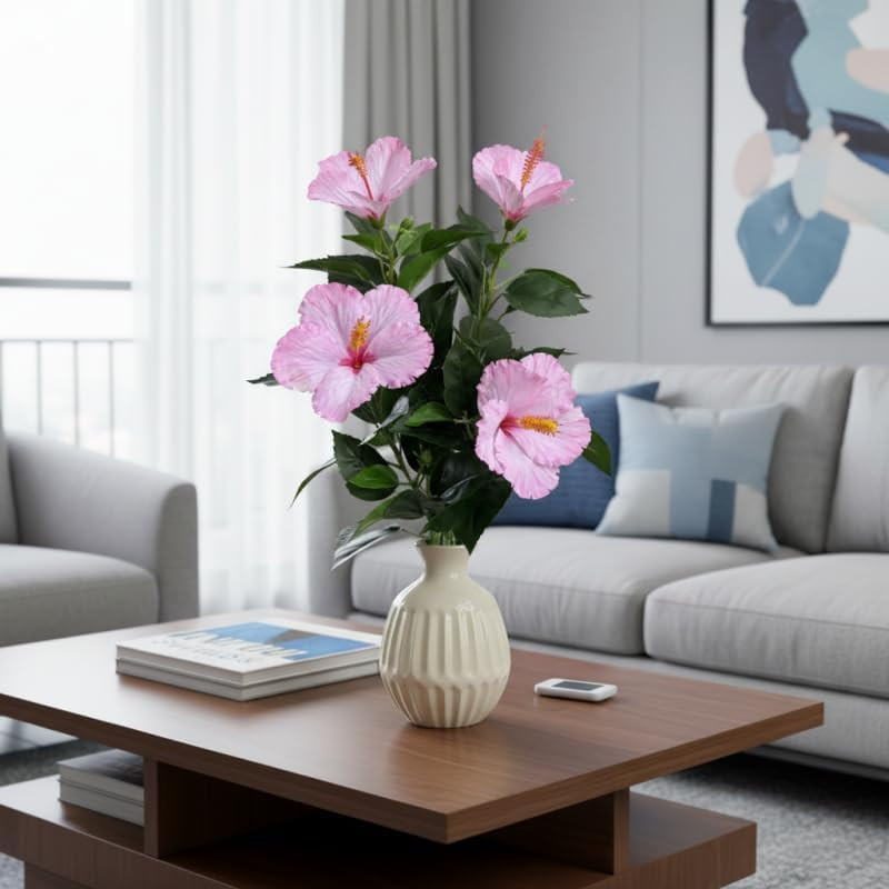 32″ Silk Fake Hibiscus Flowers Artificial Tropical with Long Stem,Tropical Plant