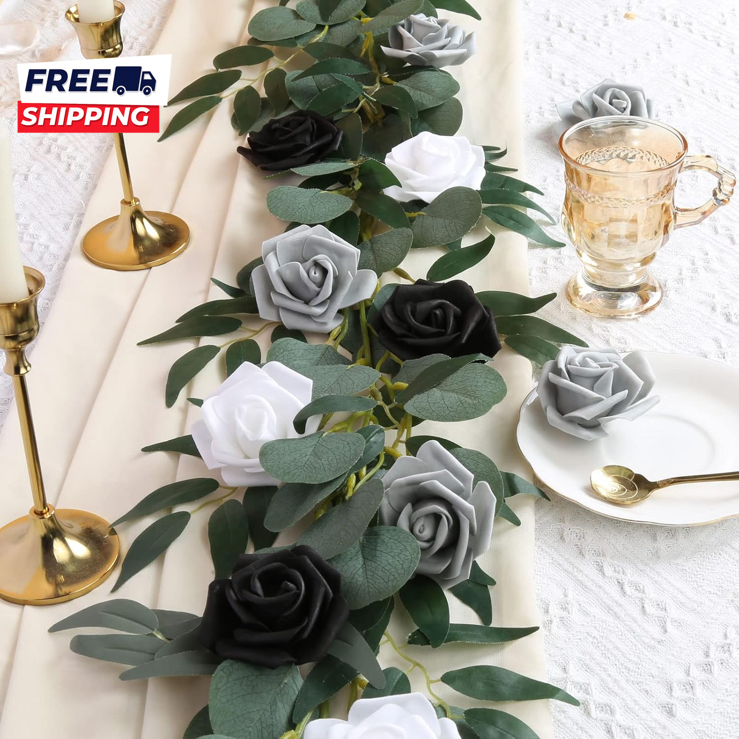 200Pcs Black Artificial Foam Rose Flower Head, 3-Inch Fake Flower Heads Stemless