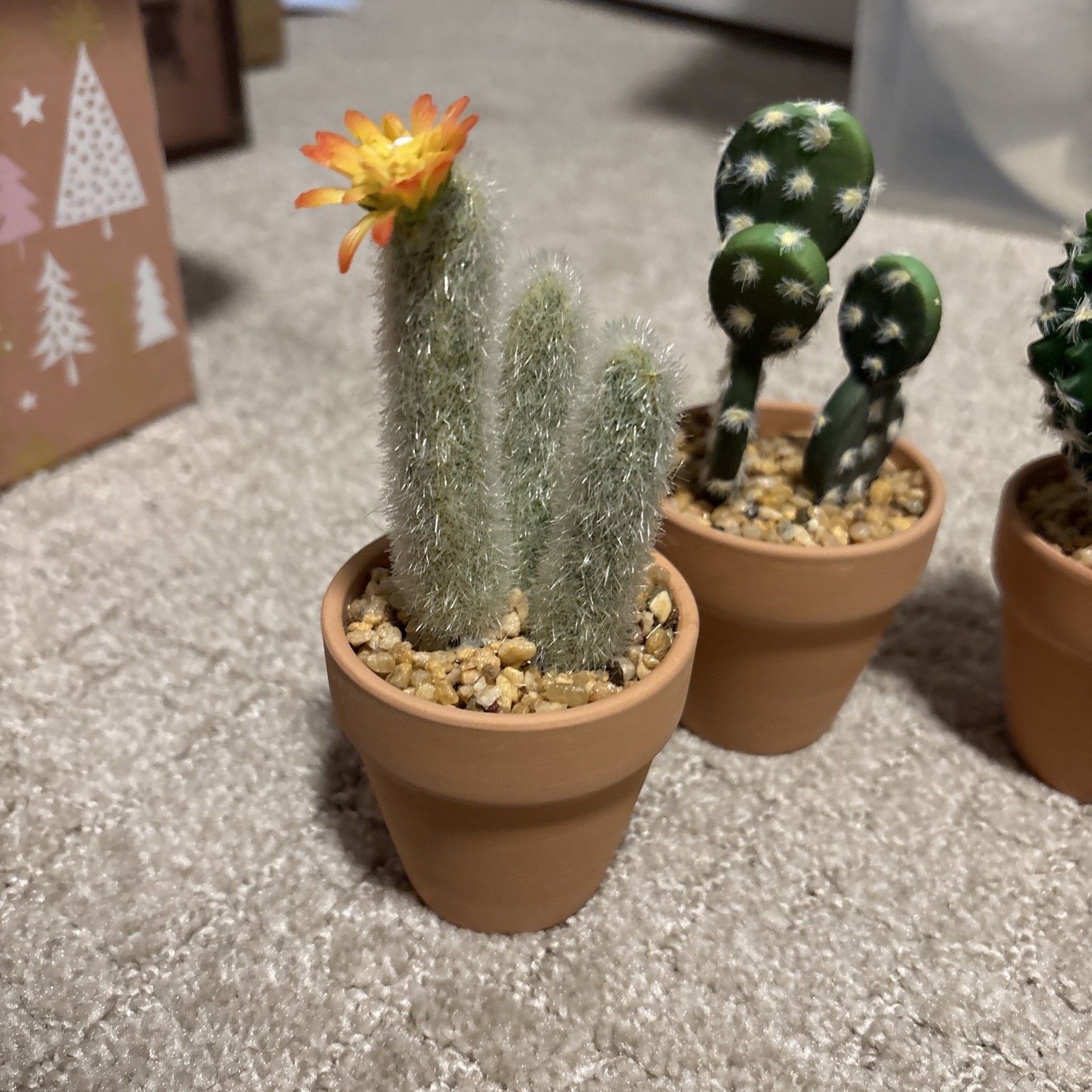 Mini Artificial Cactus Plants in Terracotta Pots 4 Pcs Potted Faux Succulents