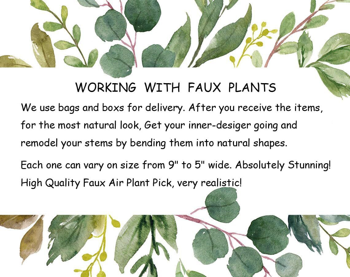 ® Large Green Real Touch Faux Air Plants, Lifelike Fake Tillandsia Pick, Artific