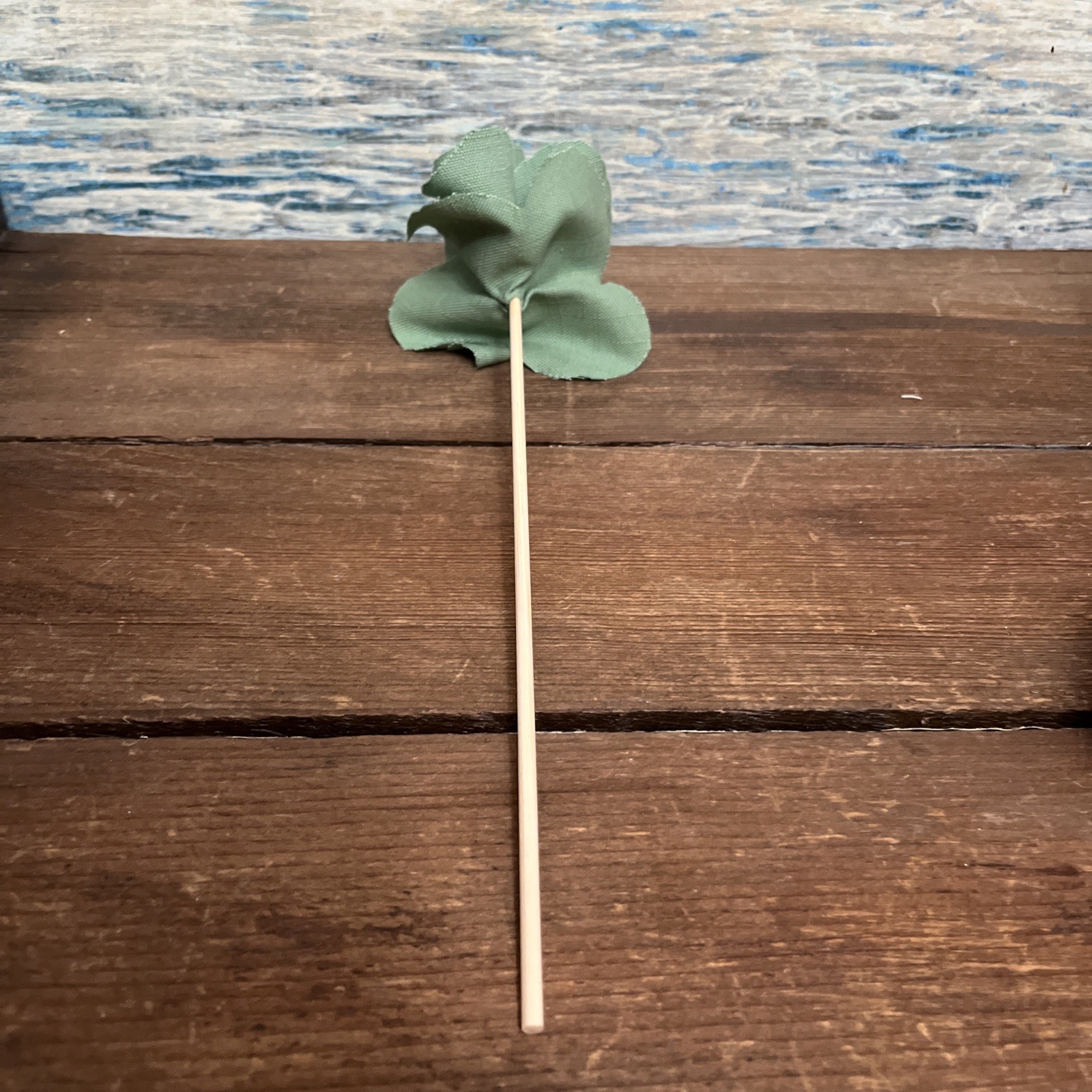 Flowers Handmade Green Fabric Set Of 10 Flowers. 12”-13” Long Vase Not Included
