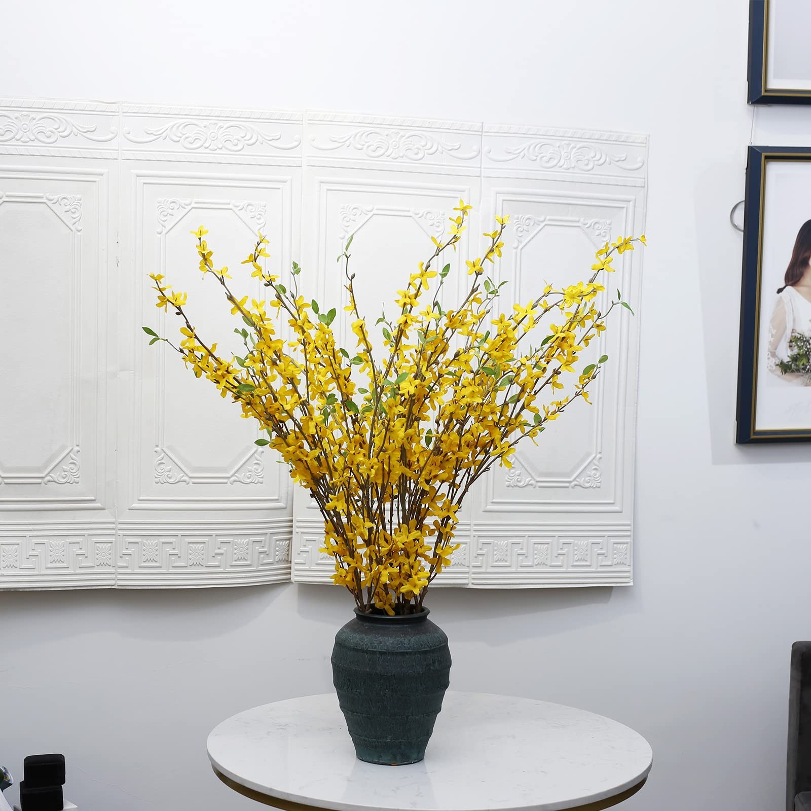 Artificial Forsythia Branches, 6 Pcs 39.4 Inch Cherry Blossom, Spring Flowers…