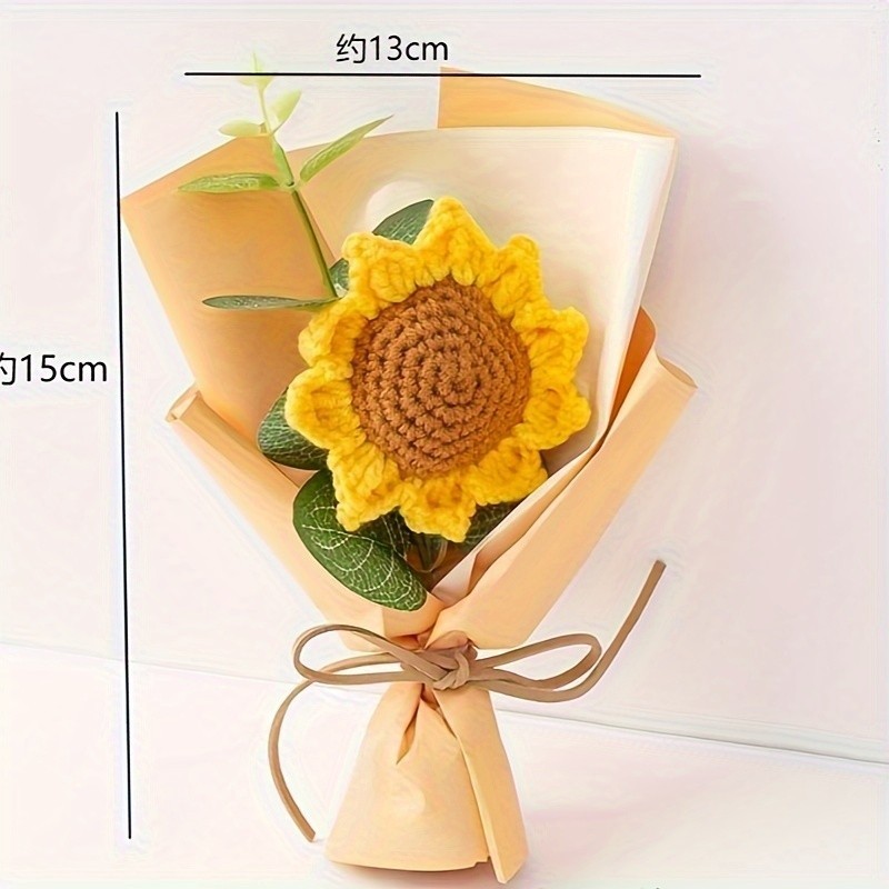 Handmade Eternal Flower Sunflower Daisy Bouquet Artificial Flower Crochet gift