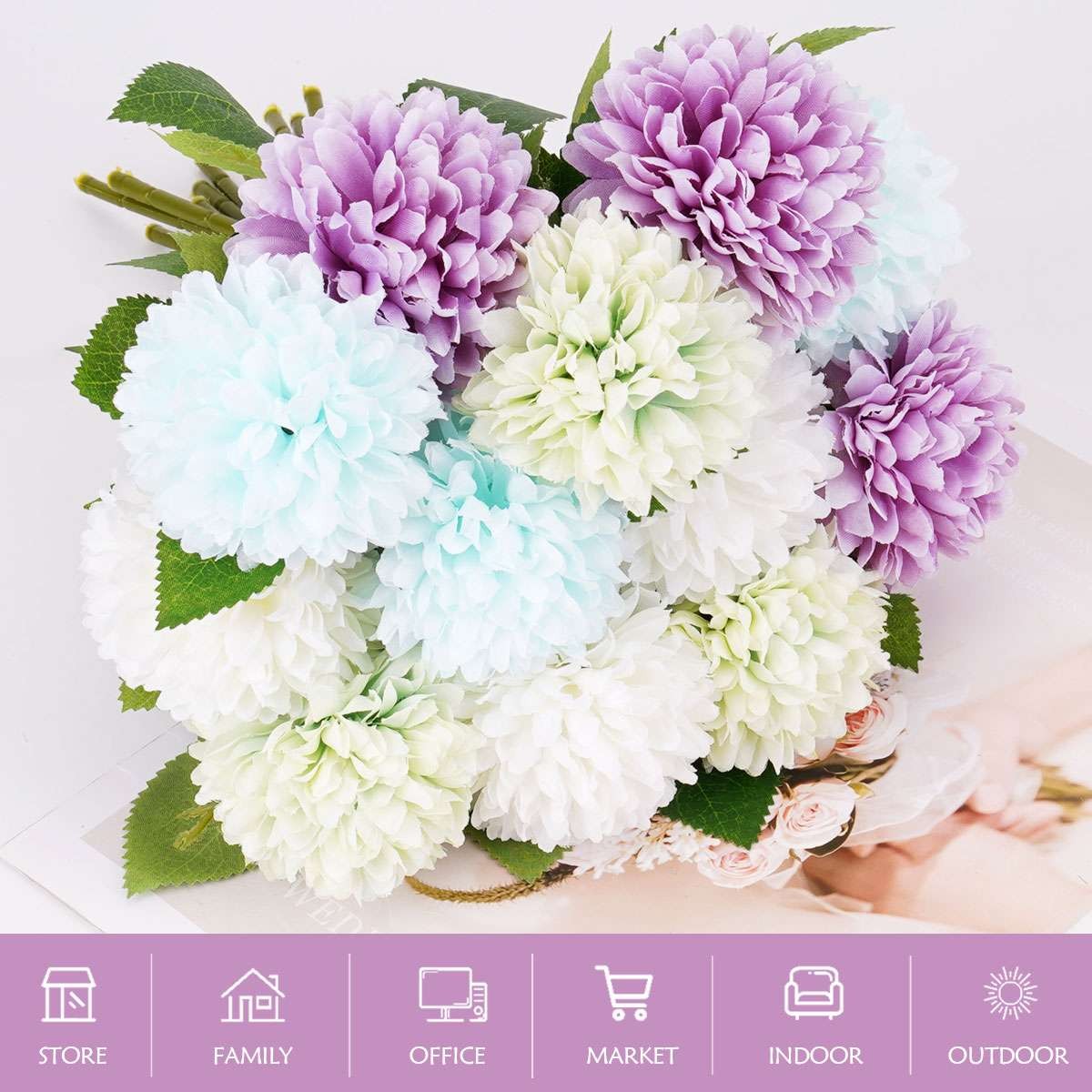 Artificial Chrysanthemum Flowers Silk Hydrangea Bridal Bouquet Home Decor Xmas