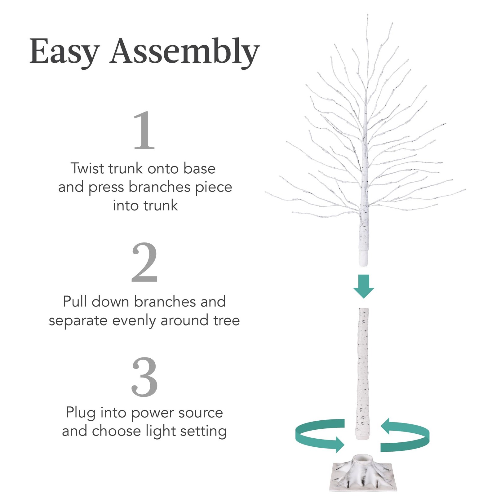 Best Choice Products 4ft, 6ft and 8ft Lighted Birch Tree, 3Pk w/LED Lights, 1…