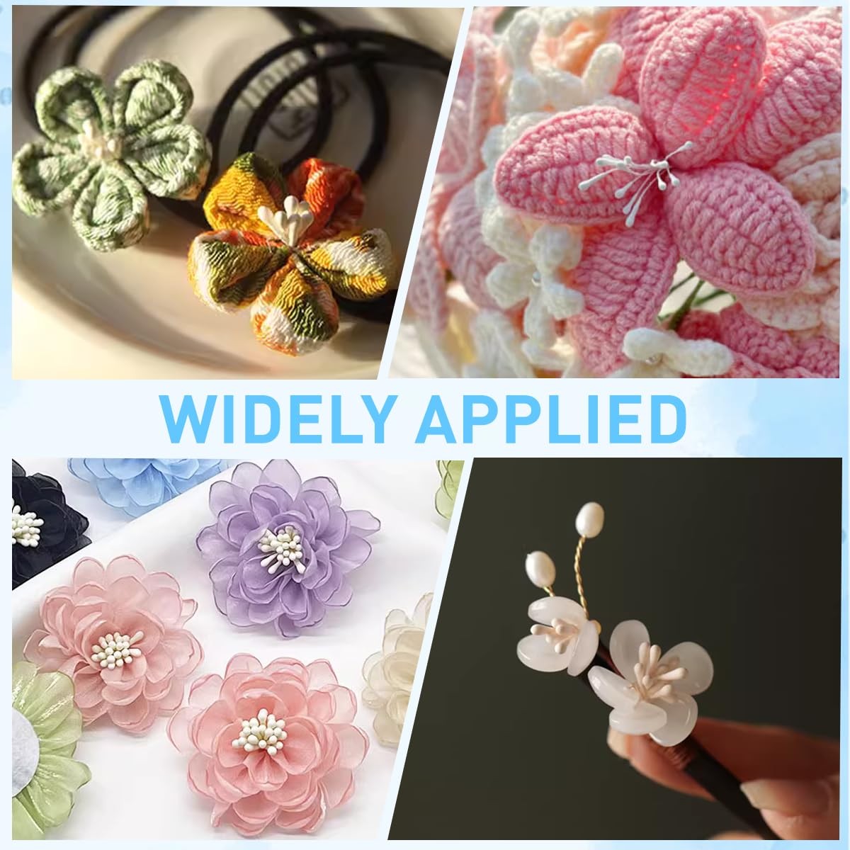 400 PCS Mini White Double Head Flower Stamen 552.5mm Artificial DIY