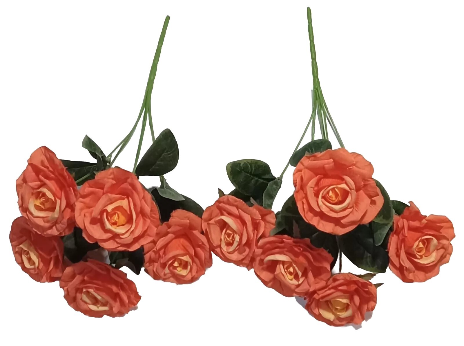 (2 pcs) Large Orange Rose 19″ Bush Silk Flower General Home Decor Wedding #B2256